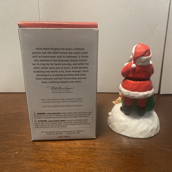 2023 Hallmark Checking It Twice Santa Keepsake Ornament With Light‎ and Sound - Picture 3 of 5